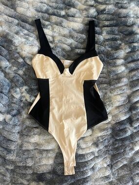 Motel Rocks Two-Tone Black and Cream Bodysuit